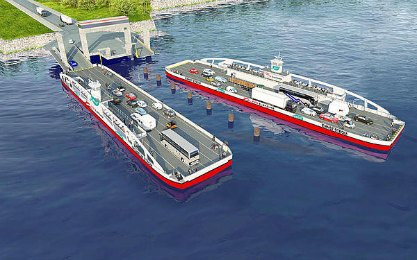 Two sustainable ferries from above