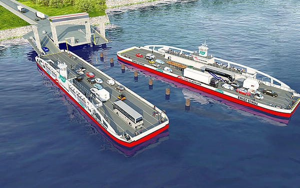 Two sustainable ferries from above