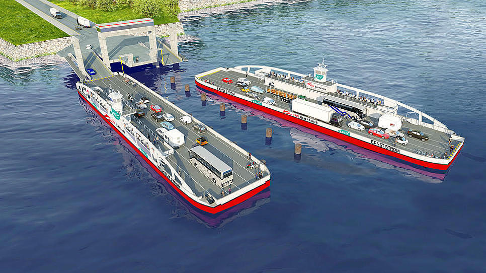 Two sustainable ferries from above
