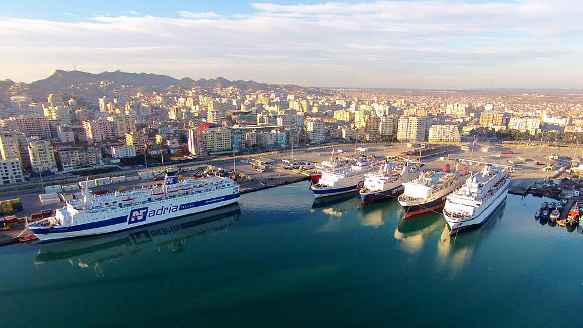 Aerial view of a spanish port.