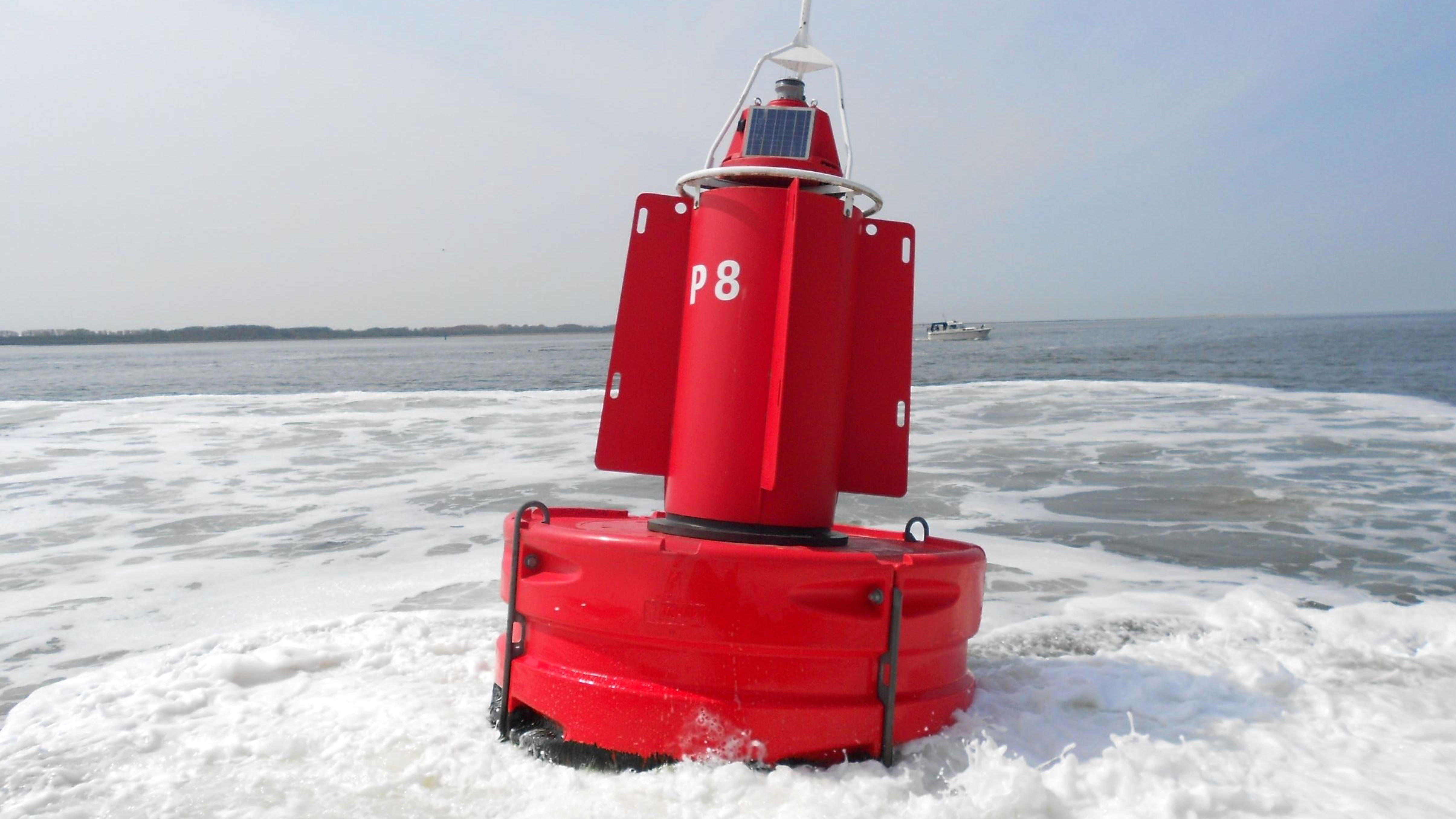 Red buoy on the water.