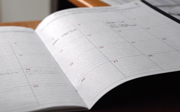 Notebook with a calendar.