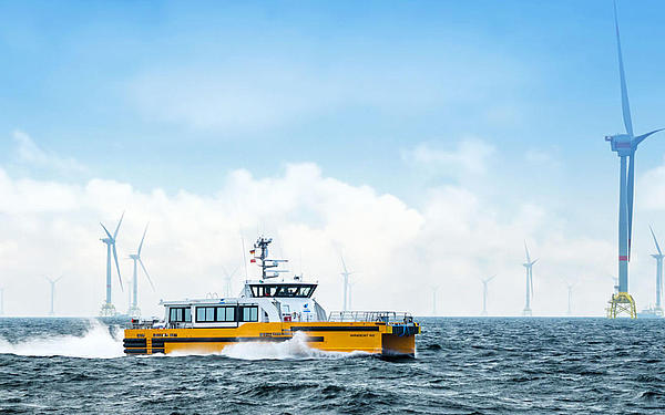 Windcat in einem Offshore-Windpark.
