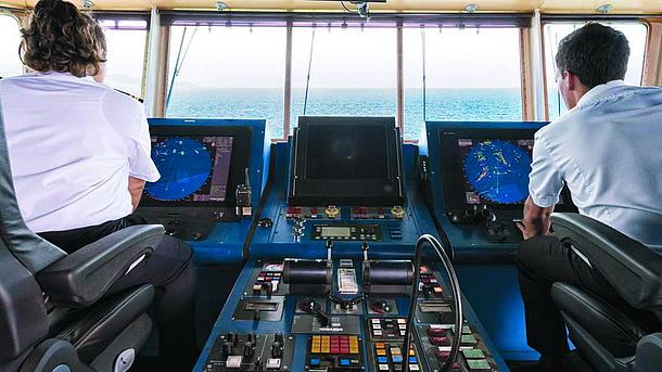 View from the captain's bridge to the open sea