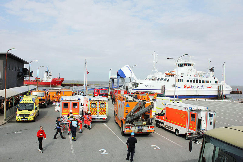 Safety exercise conducted by the Syltferry and rescue forces.